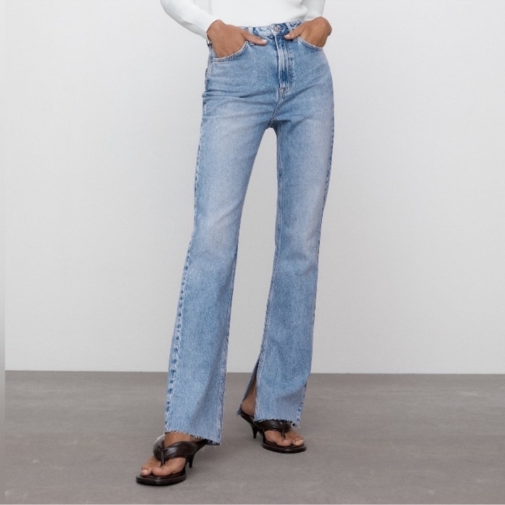 Zara slit flare skinny jeans